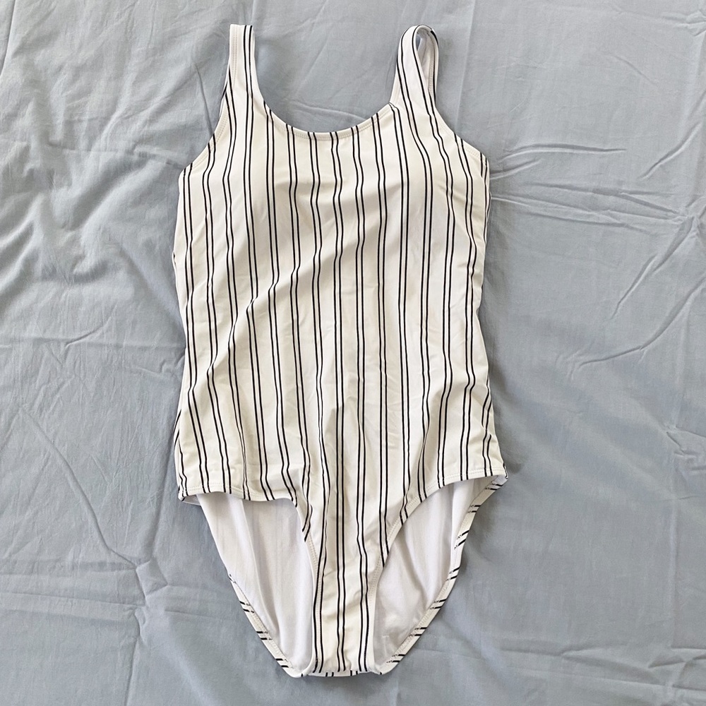 Coral Reef Swim white and black one piece suite